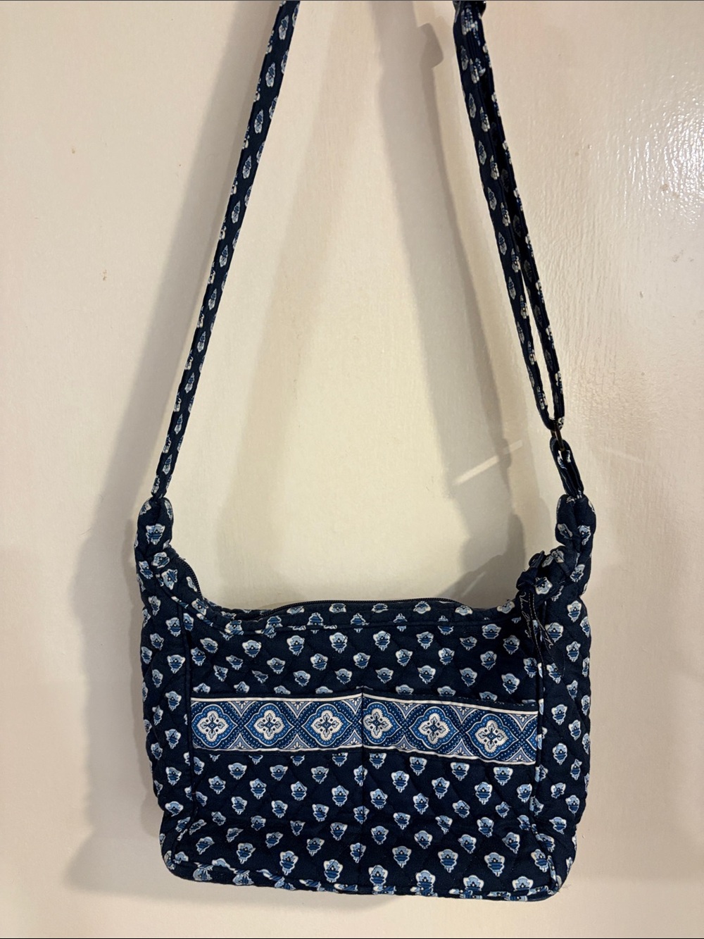 Quilted Navy Patterned Crossbody Bag